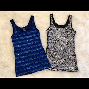 Old Navy sequins 2 tank tops - 1 blue & 1 gray XS